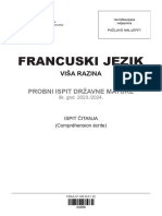 Francuski Jezik: Probni Ispit Državne Mature