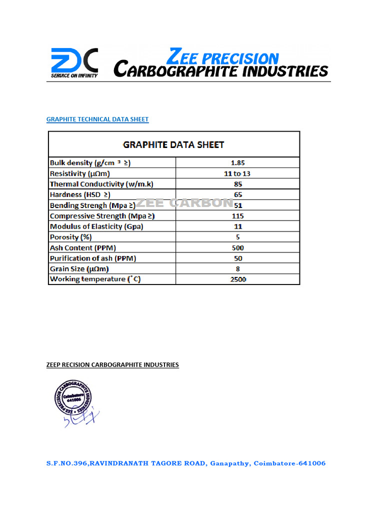 Graphite Technical Data Sheet | PDF | Computers | Technology & Engineering