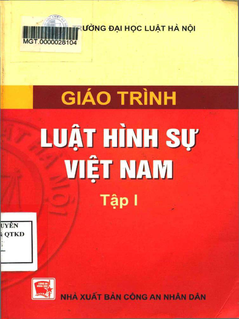 GIÁO TRÌNH LUẬT HÌNH SỰ 1 DO ĐẠI HỌC LUẬT HÀ NỘI BIÊN SOẠN CẬP NHẬT MỚI NHẤT
