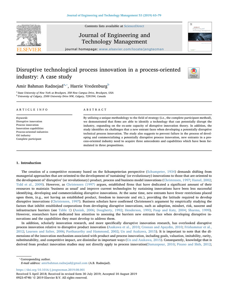 Disruptive Process Innovation in Oil Industry | PDF | Innovation ...