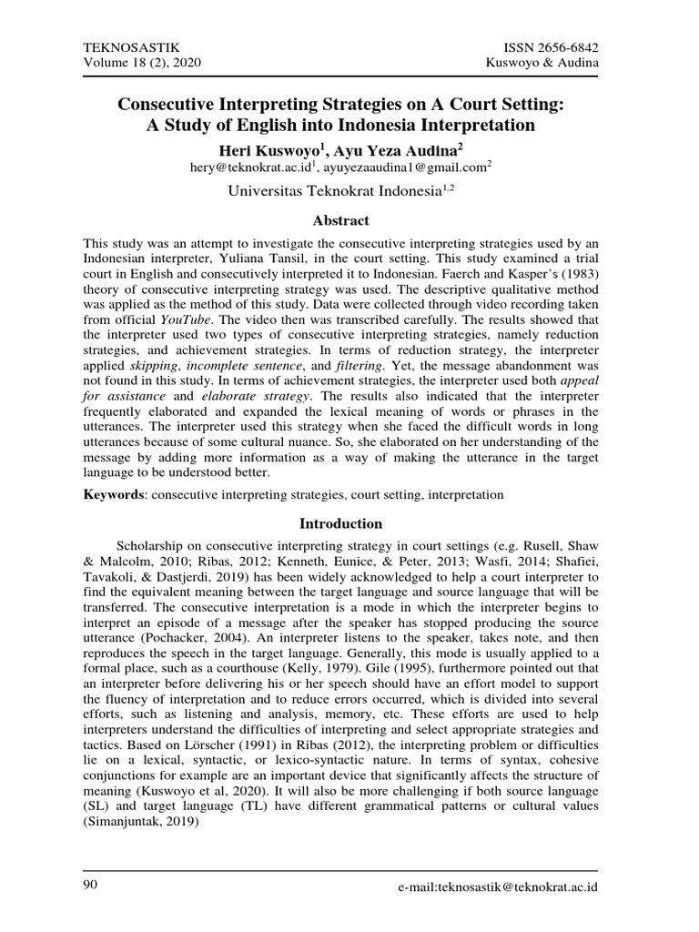 Consecutive Interpreting Strategies On A Court Setting | PDF ...