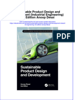 Ebook Sustainable Product Design and Development Industrial Engineering 1St Edition Anoop Desai Online PDF All Chapter
