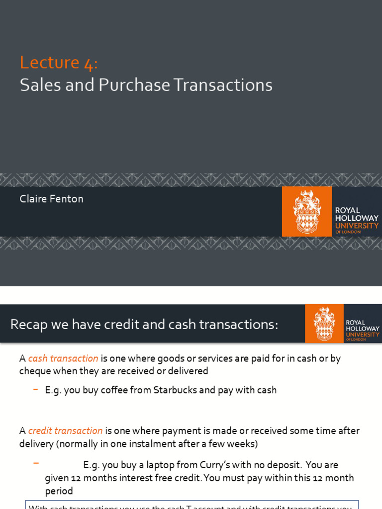 Sales and Purchase Transaction Basics | PDF | Debits And Credits ...