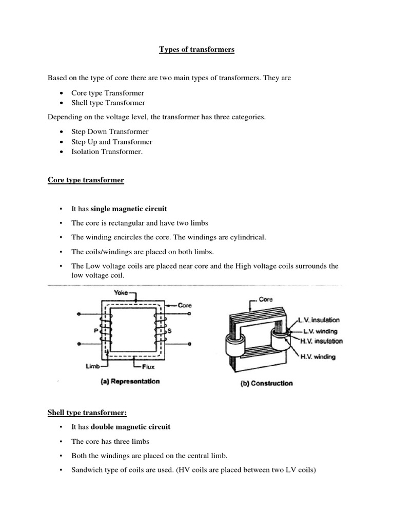Types of Transformers Explained | PDF | Transformer | Electric Power ...