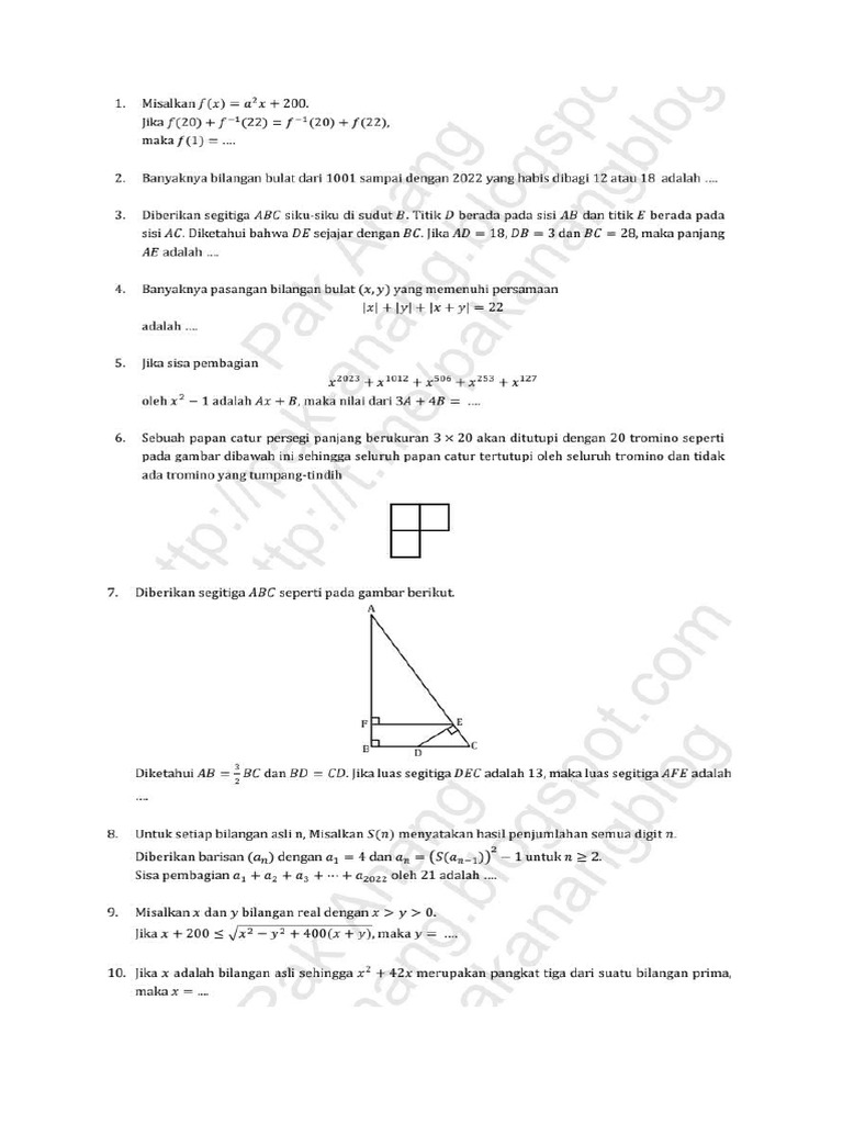 Soal osnk mtk 2022 pdf