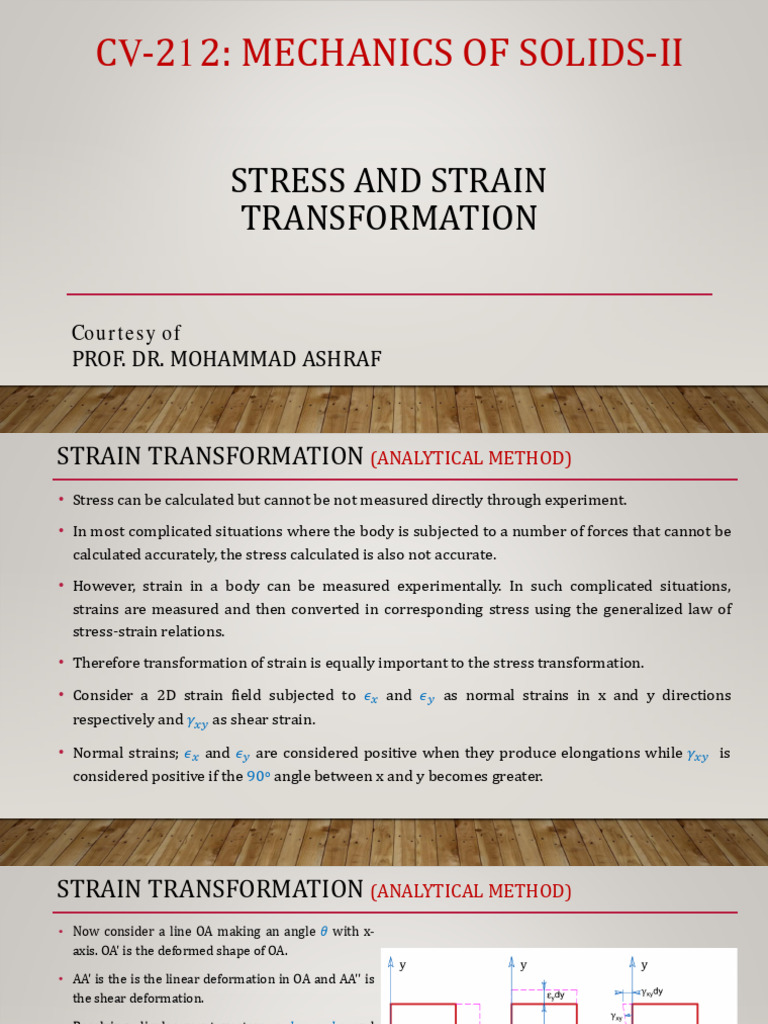 Strain Transformation in Mechanics | PDF | Stress (Mechanics) | Mechanics