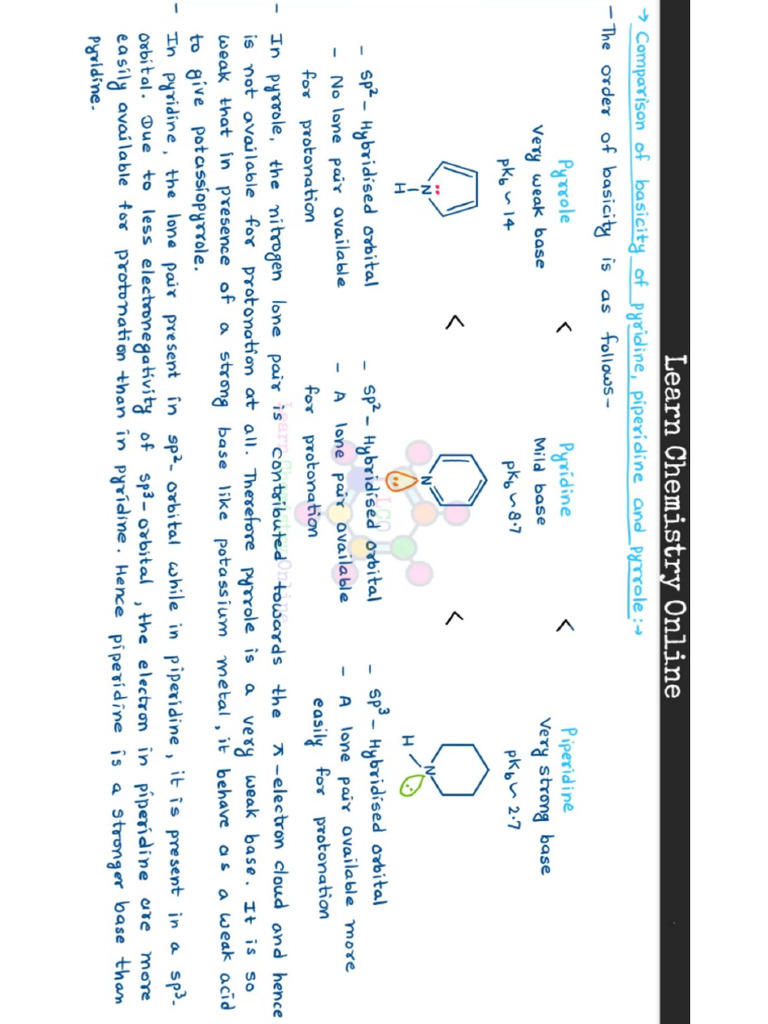 B.sc. III Year Organic Comparison of Basicity of Pyrrole | PDF