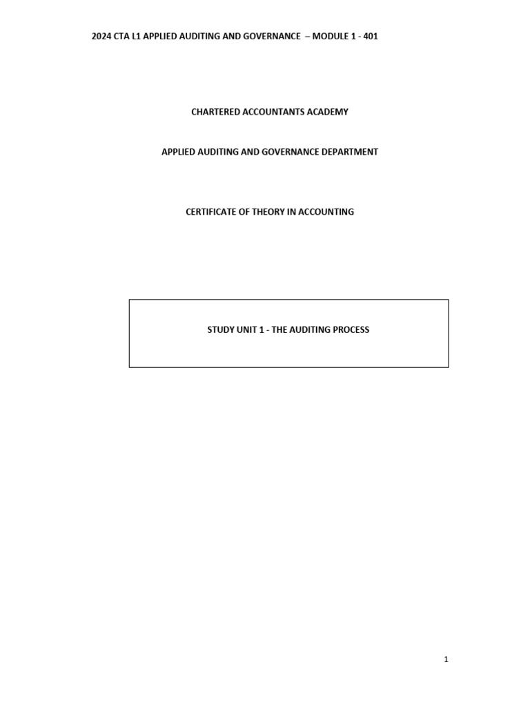 Auditing Process Overview for 2024 CTA | PDF | Audit | Auditor's Report