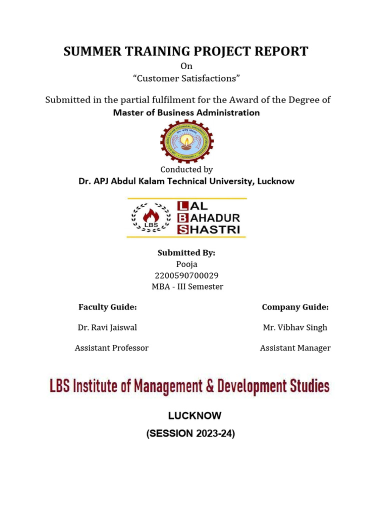 Lbs Project Report Pooja 3 | PDF | Customer Satisfaction | Electric Vehicle