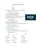 PREPOSITIONS OF TIME AND PLACE