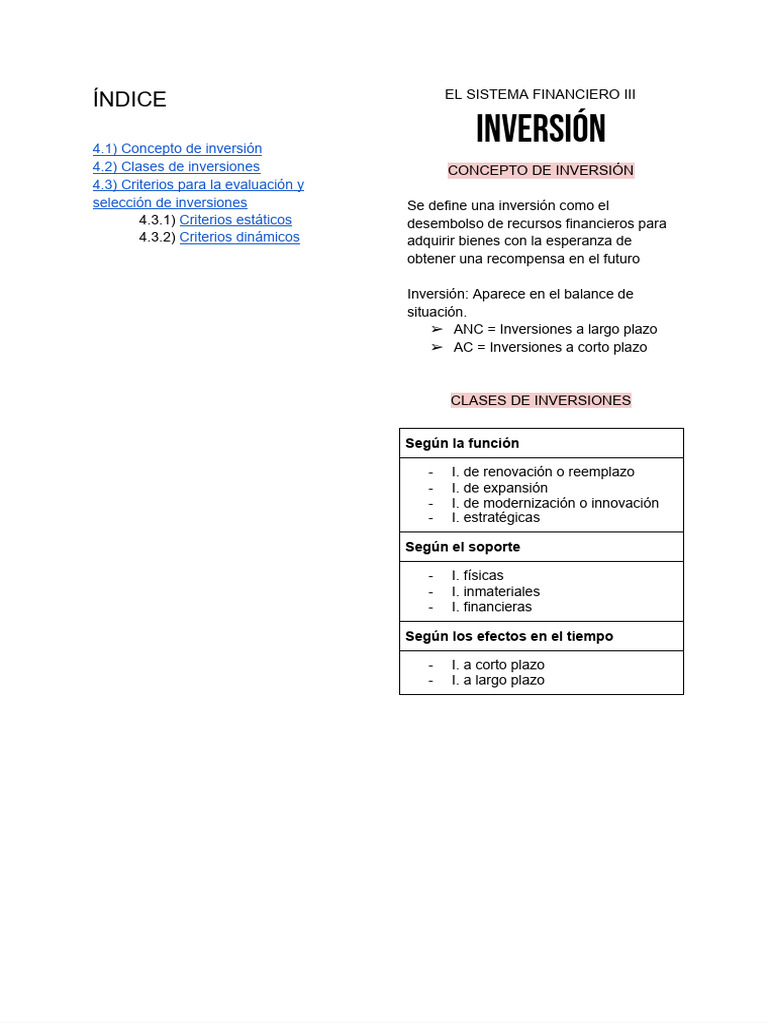 Tipos y Criterios de Inversión Financiera | PDF | Inversiones | Comercio