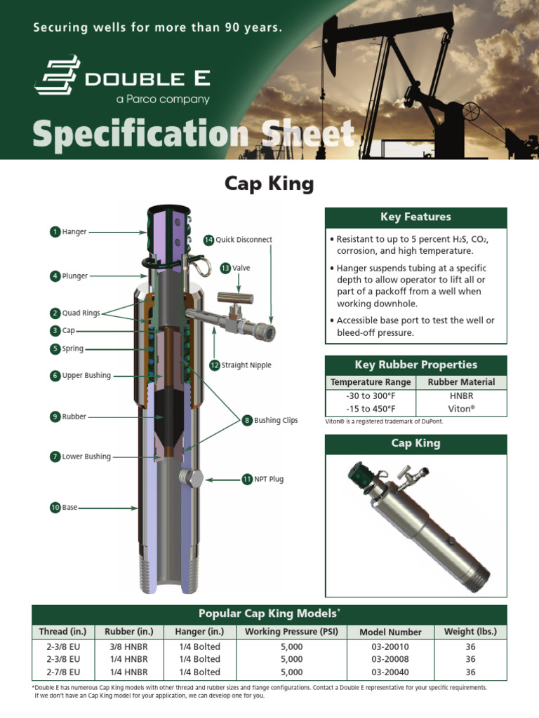 Spec Sheet Cap King Rev 03 2016 v3 | PDF | Mechanical Engineering