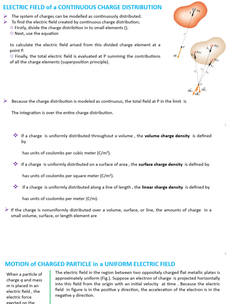 Part III - Continuous Charge Distribution&Motion of A Charge | PDF ...