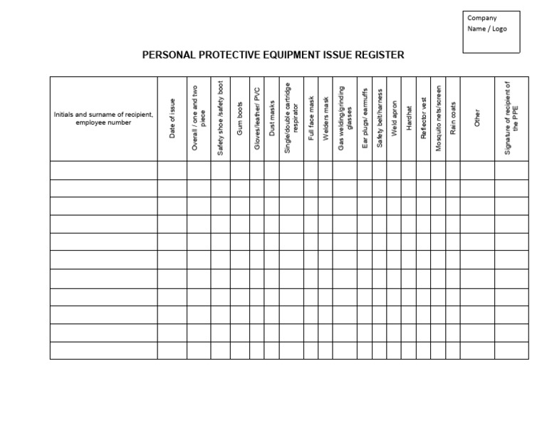 PPE Issue Register Template | PDF | Computers