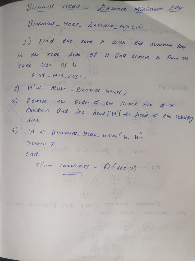 Binomial Heap-Extract Minimum Key | PDF