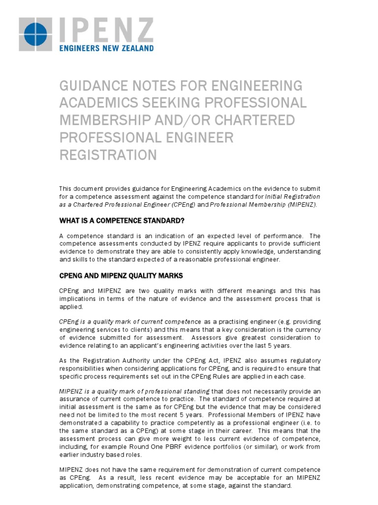 Guidance Notes for Engineering Academics Competence (Human Resources