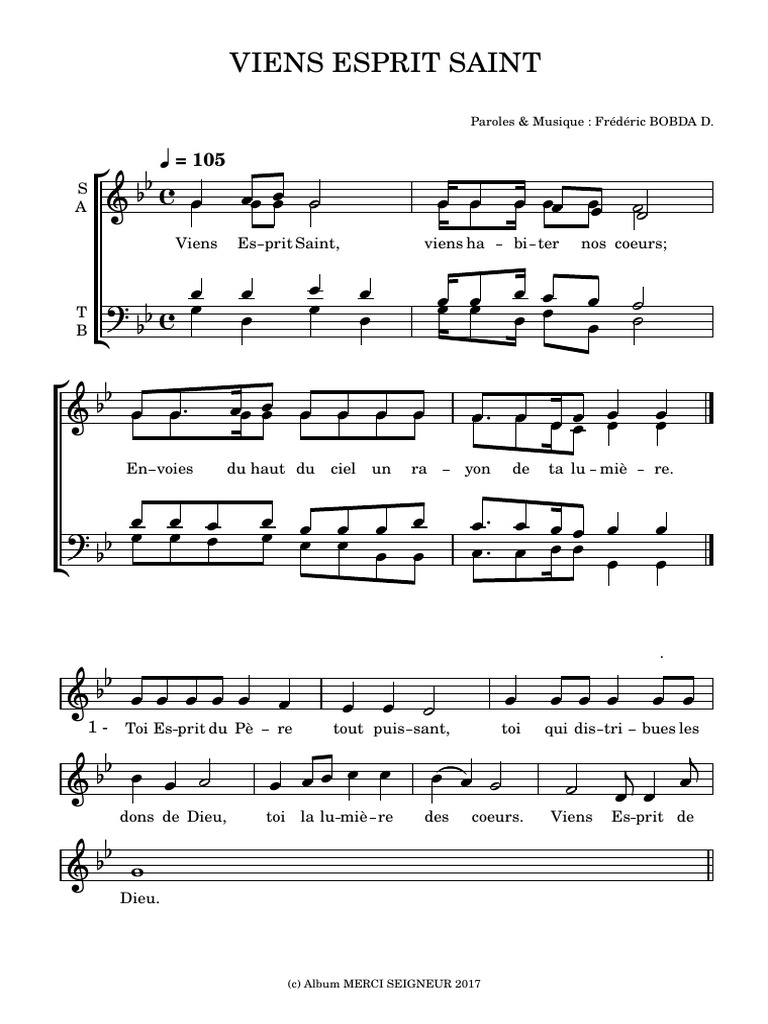 Viens Esprit Saint - Paroles et Musique | PDF
