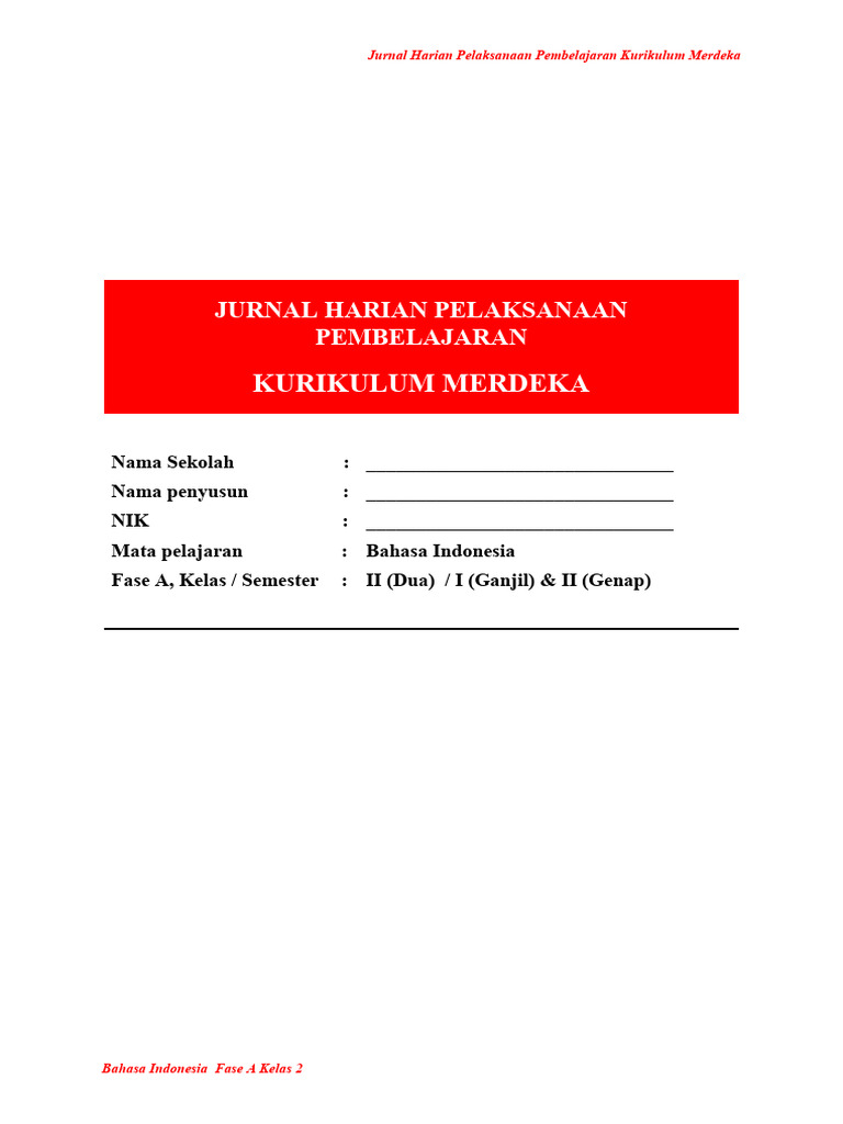 Jurnal Harian Kelas 2 Kurikulum Merdeka | PDF