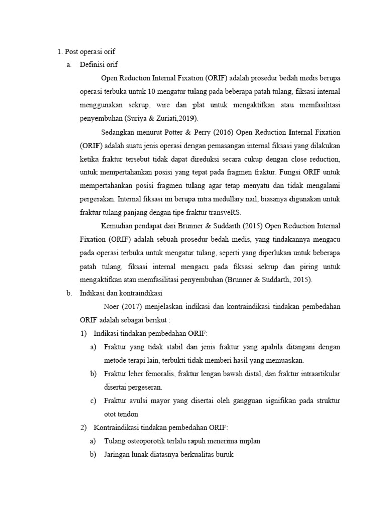 Perawatan Pasca Operasi ORIF Fraktur | PDF