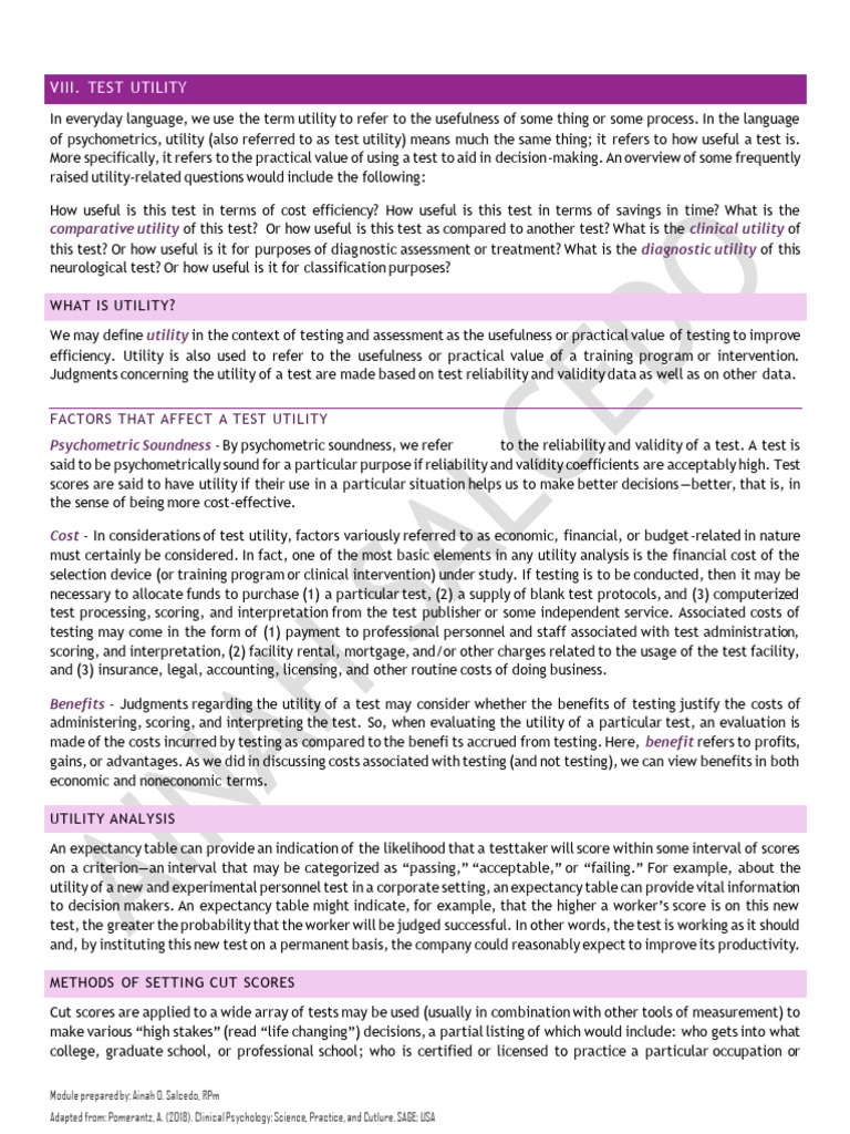 Understanding Test Utility in Psychology | PDF | Psychometrics ...