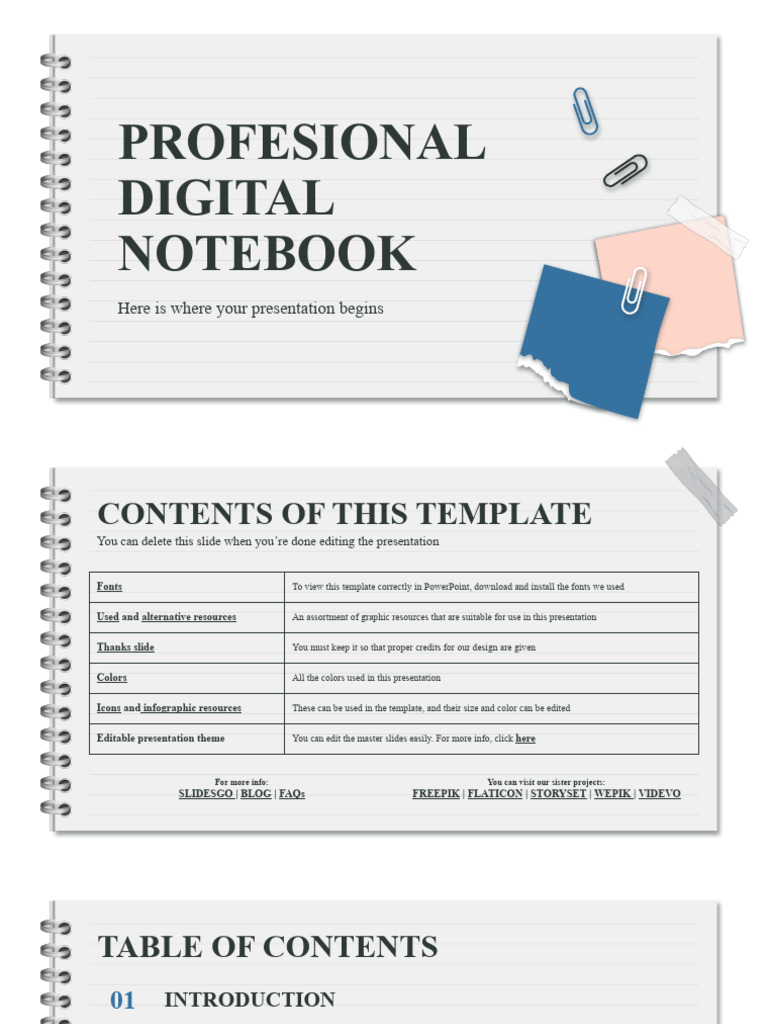Profesional Digital Notebook by Slidesgo | PDF | Icon (Computing ...