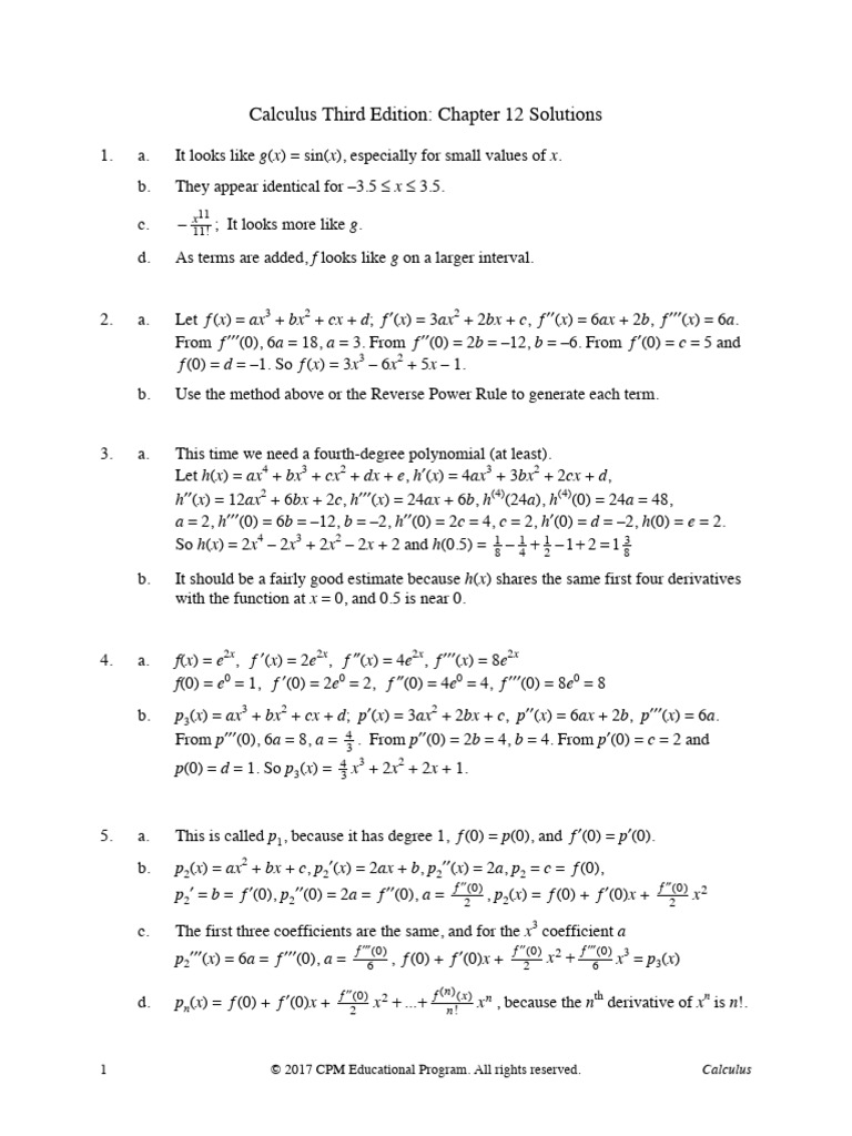 Calculus Chapter 12 Solutions Guide | PDF | Real Analysis | Complex ...