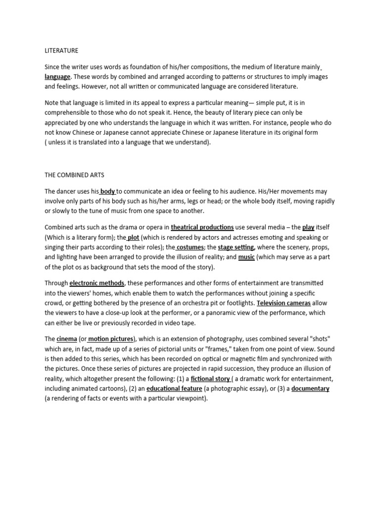 Understanding Literature and Combined Arts | PDF | Image | Entertainment