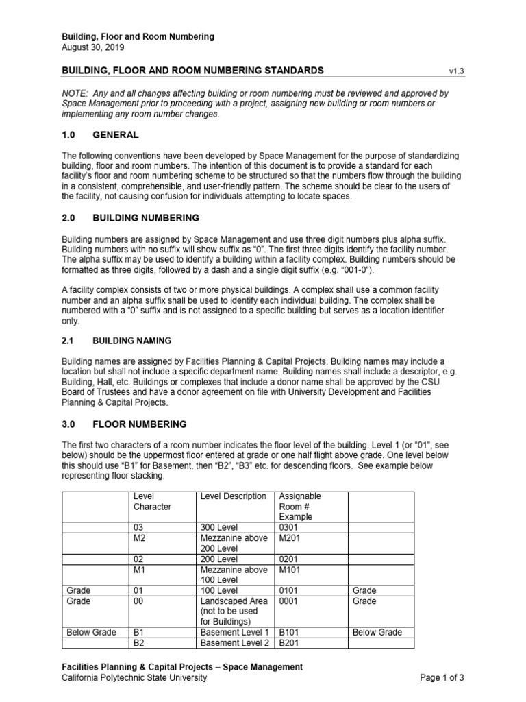 Building and Room Numbering Standards | PDF