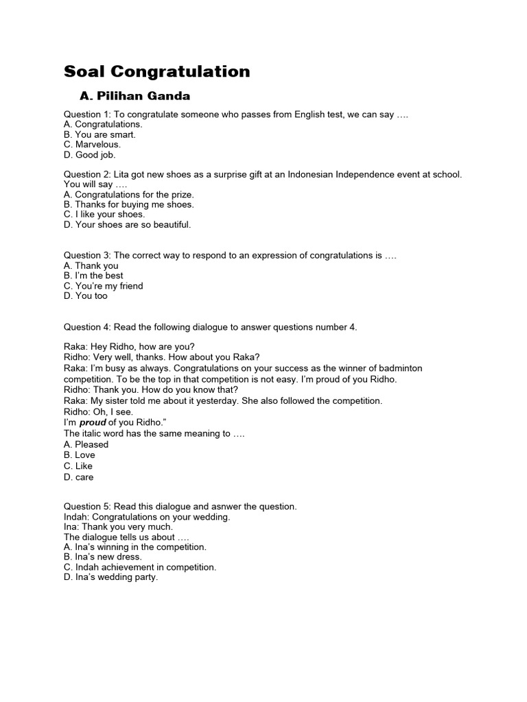 Soal Congratulation Pdf