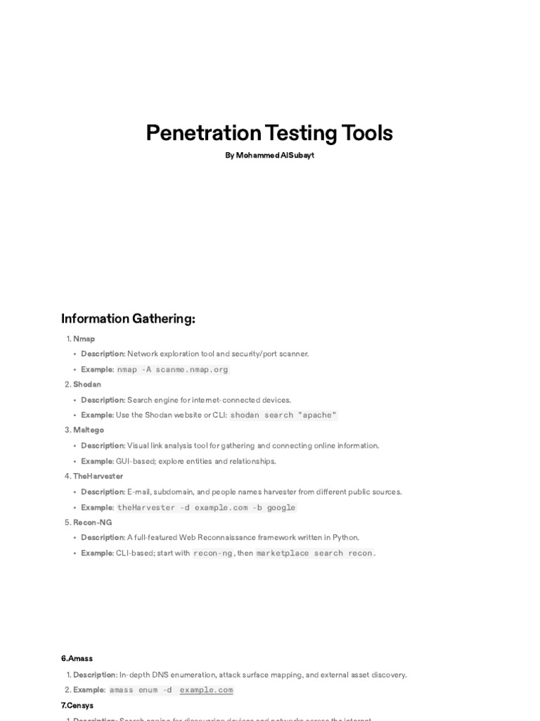 Essential Penetration Testing Toolkit | PDF | Computing | Cybercrime