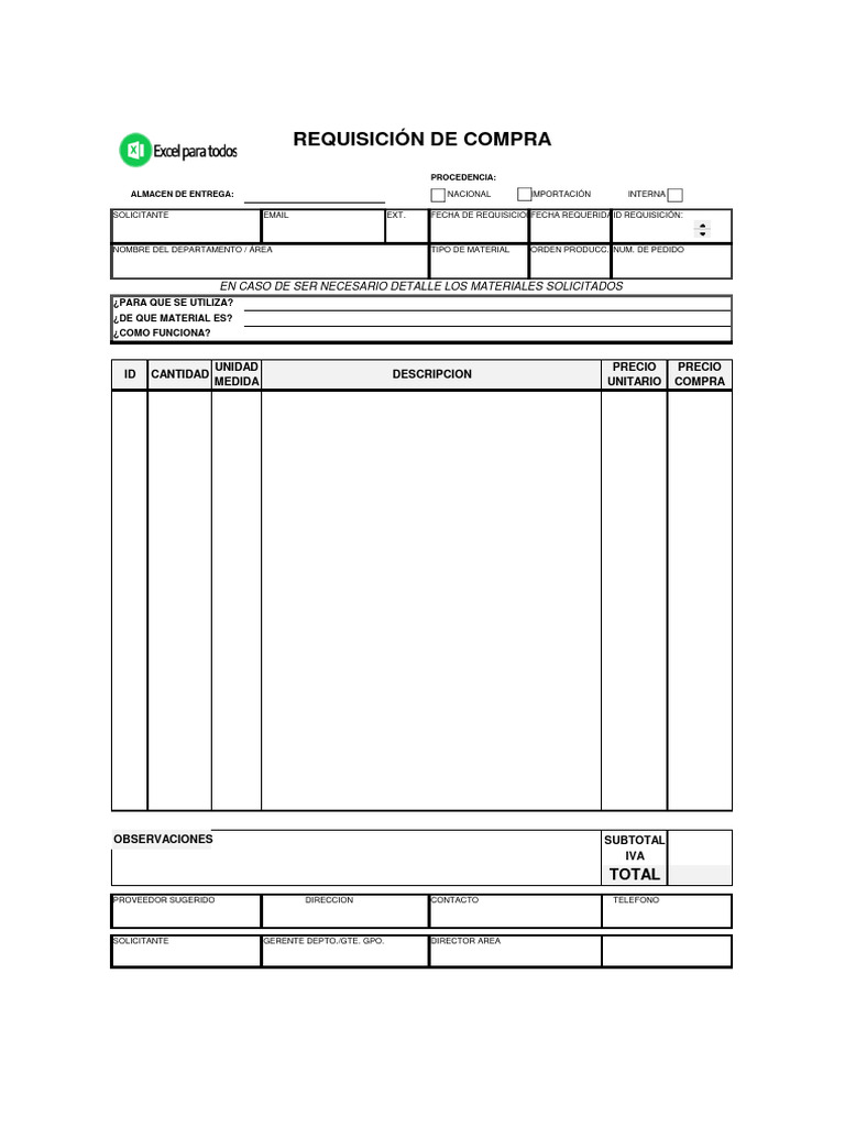 Requisición de Compra: Formato y Detalles | PDF