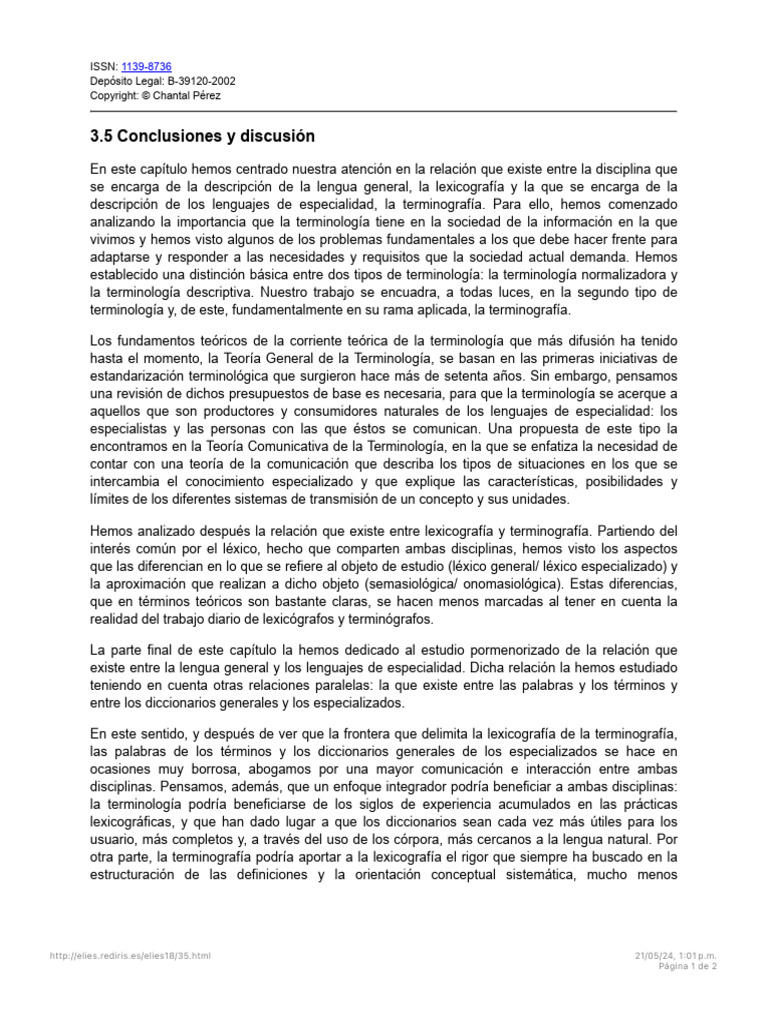 3.5 Conclusiones y Discusión | PDF | Lexicografía | Léxico