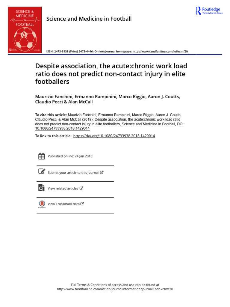 Despite Association, The Acute-Chronic Work Load Ratio Does Not Predict ...