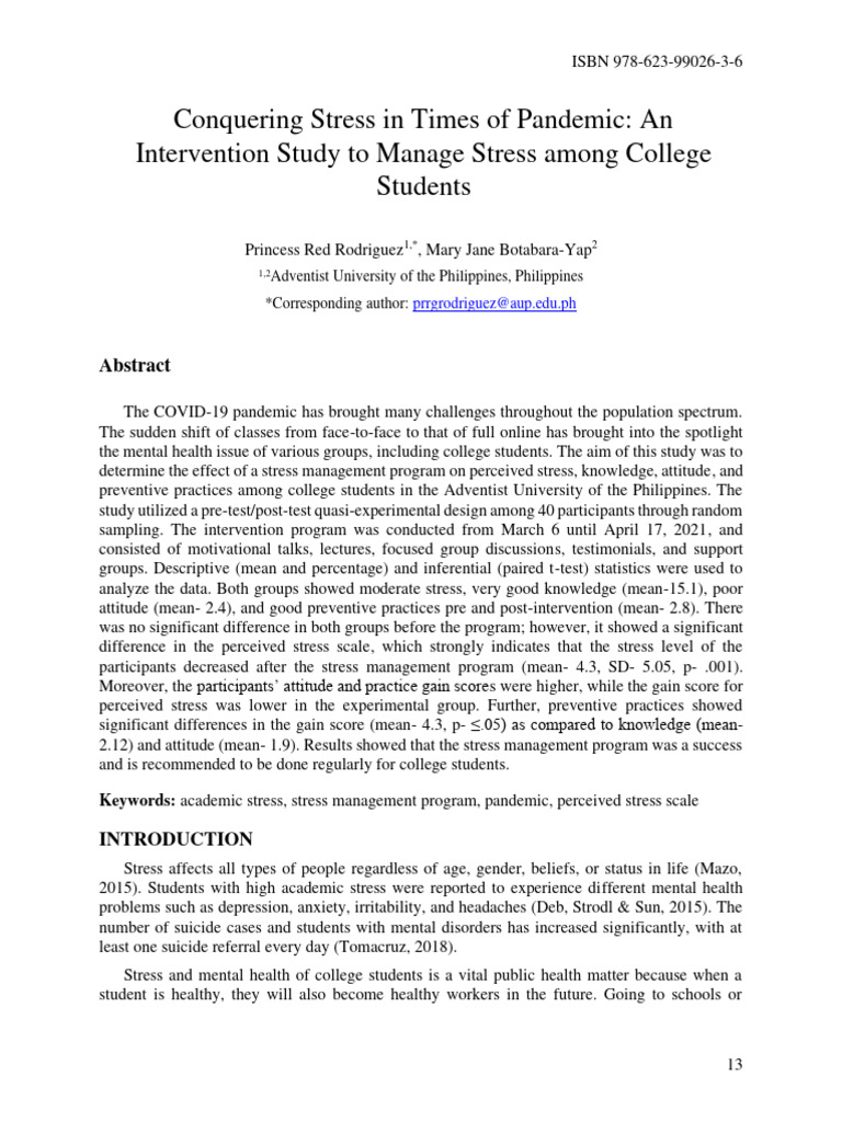 Stress Management for College Students | PDF | Mental Disorder | Stress ...