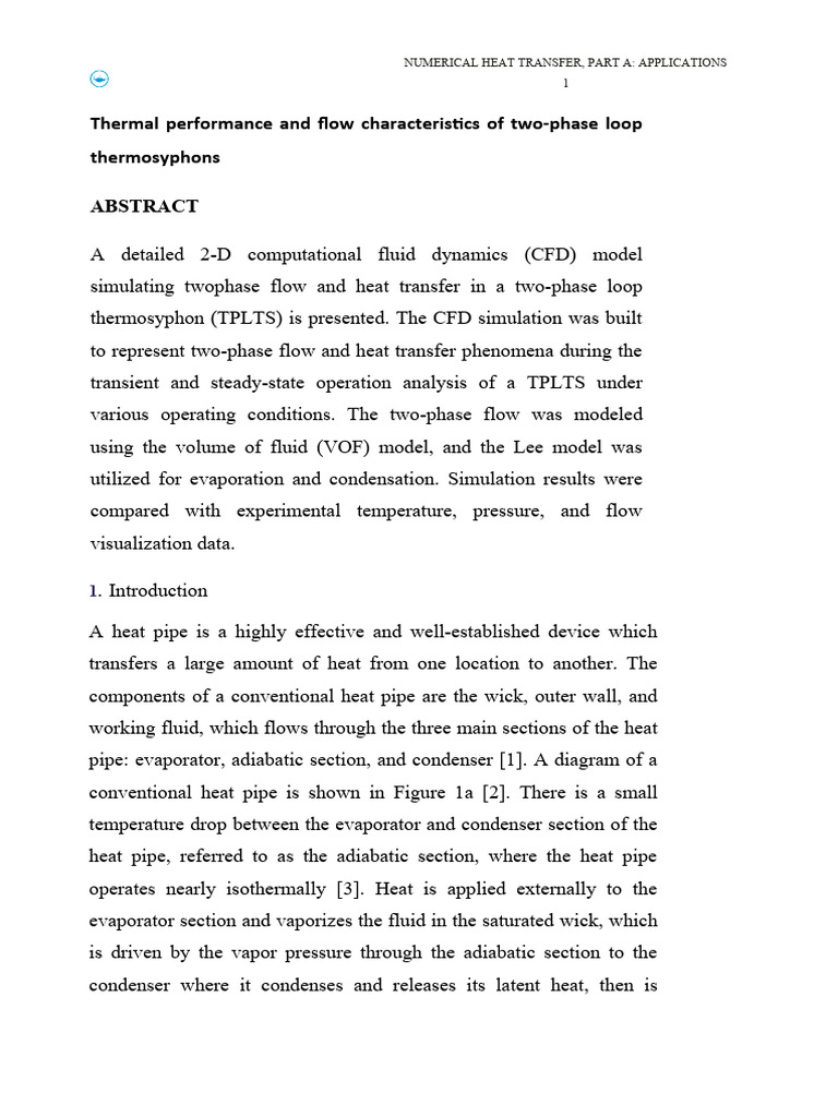 Two-Phase Loop Thermosyphon CFD Analysis | PDF