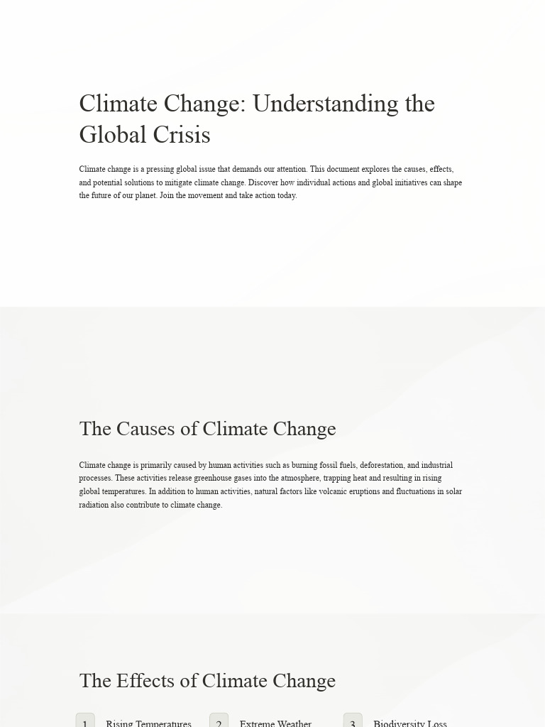 Climate Change Understanding The Global Crisis | PDF | Climate Change ...