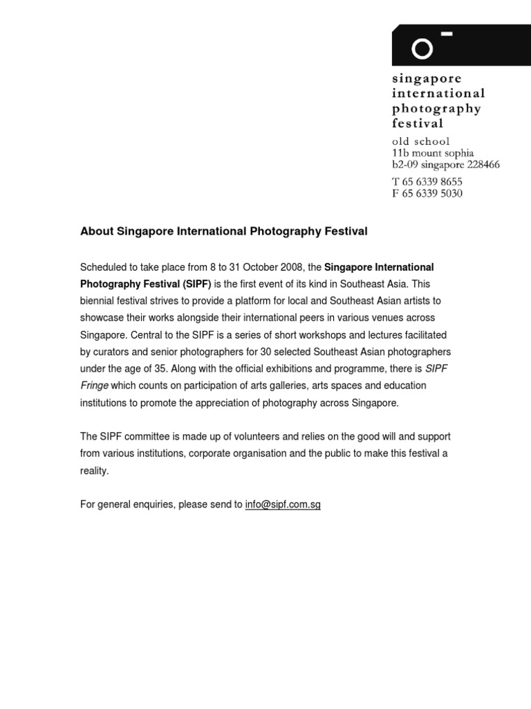 Singapore International Photography Festival 2008 | PDF | Business