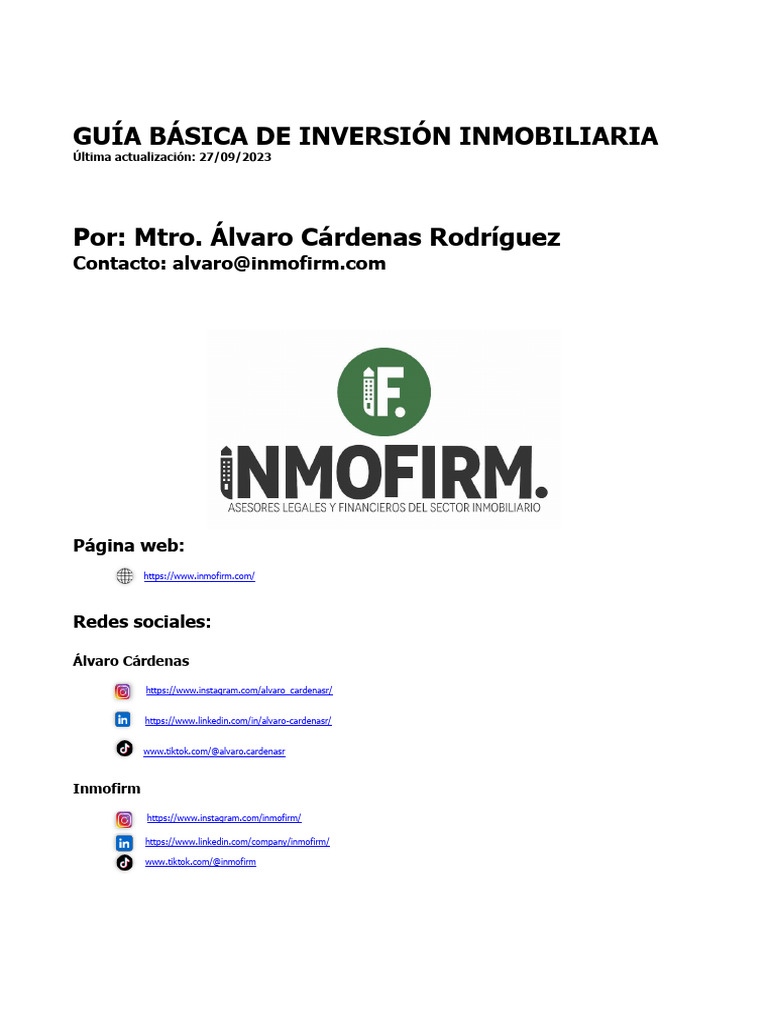 Guía Básica de Inversión Inmobiliaria | PDF | Bienes raíces | Inversiones