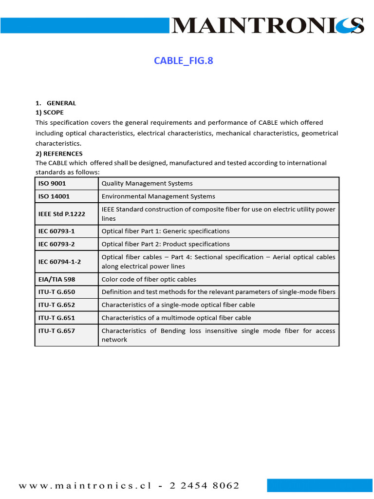 Fiber Optic Cable Specifications Guide | PDF | Optical Fiber | Optics