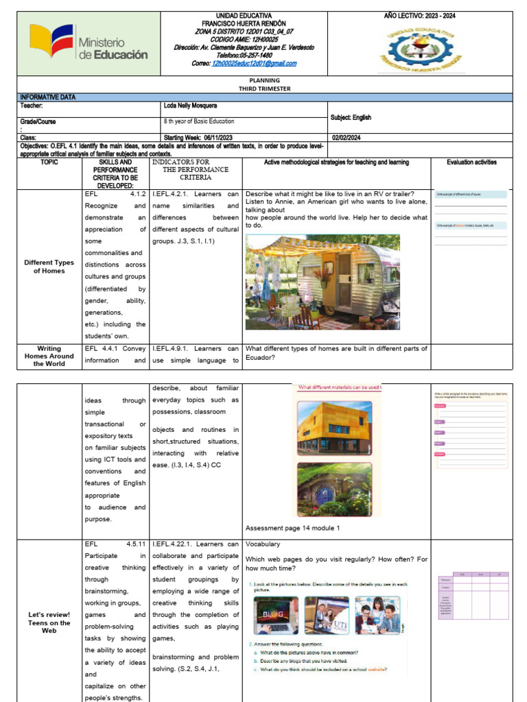 Plan Ingles 3t Pdf English As A Second Or Foreign Language Learning