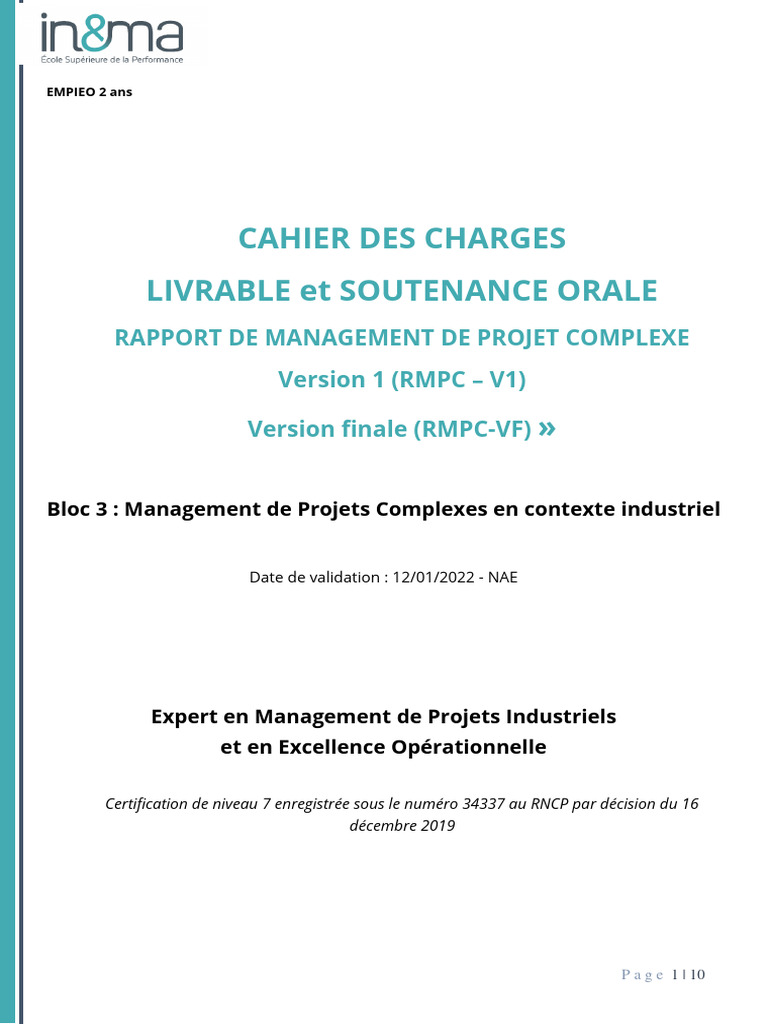 Rapport de Management de Projet Complexe | PDF | Gestion de projet ...