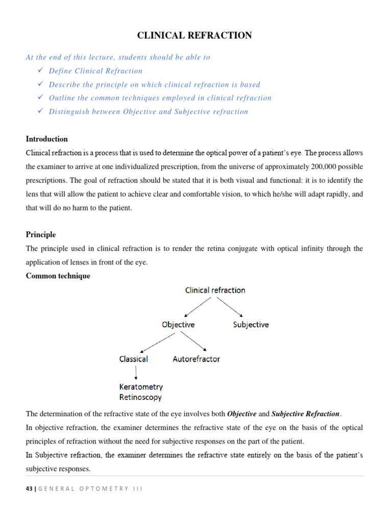 l7 - Clinical Refraction | PDF | Optics | Eye