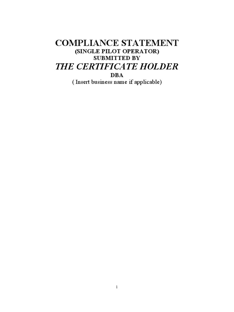 Single Pilot Letter of Compliance FAA 135 | Visual Flight Rules ...