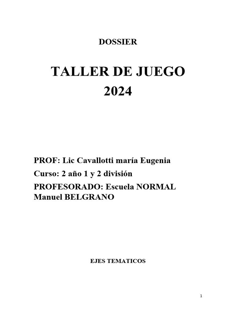 Juego en Educación Inicial 2024 | PDF | Educación de la primera ...