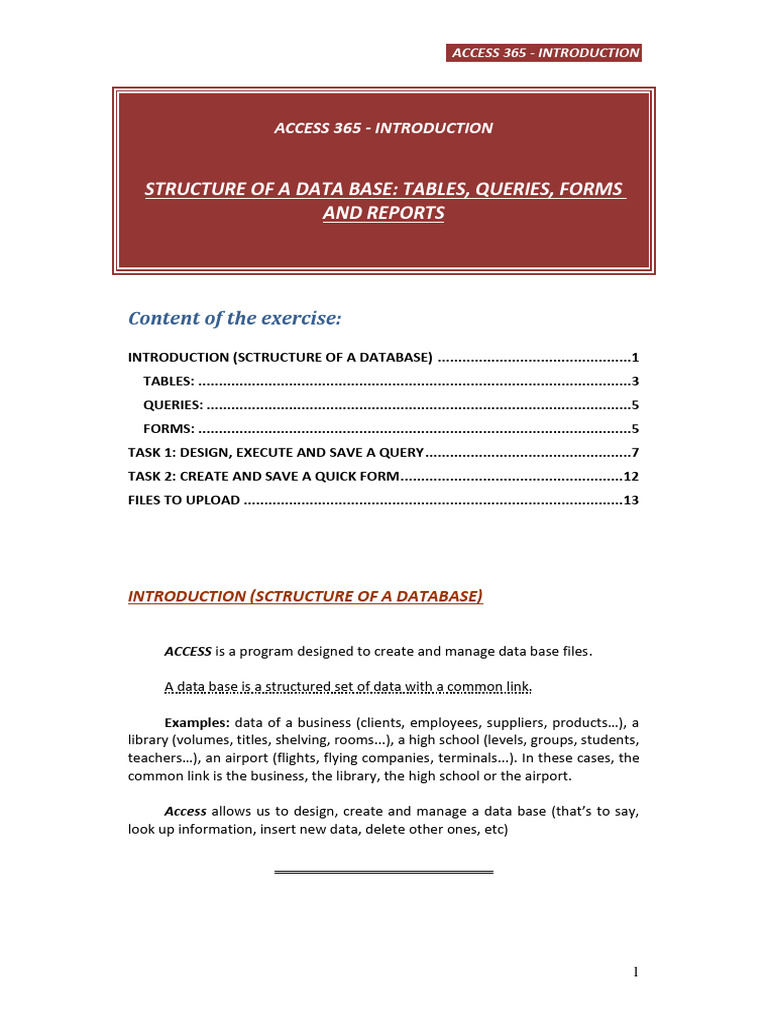 Access 365 Database Structure Guide | PDF | Databases | Computer File