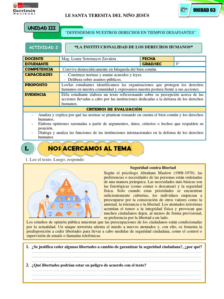 5° DPCC - Actv 02 | PDF | Derechos humanos | Derechos