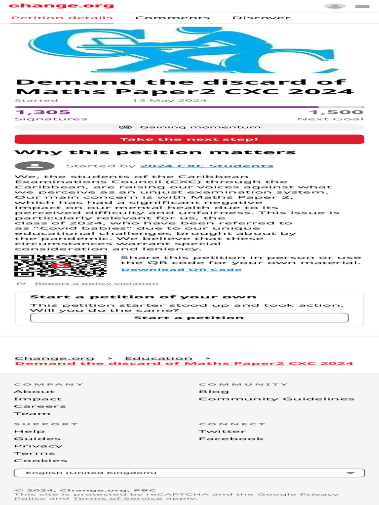 Petition Demand The Discard of Maths Paper2 CXC 2024 Guyana PDF