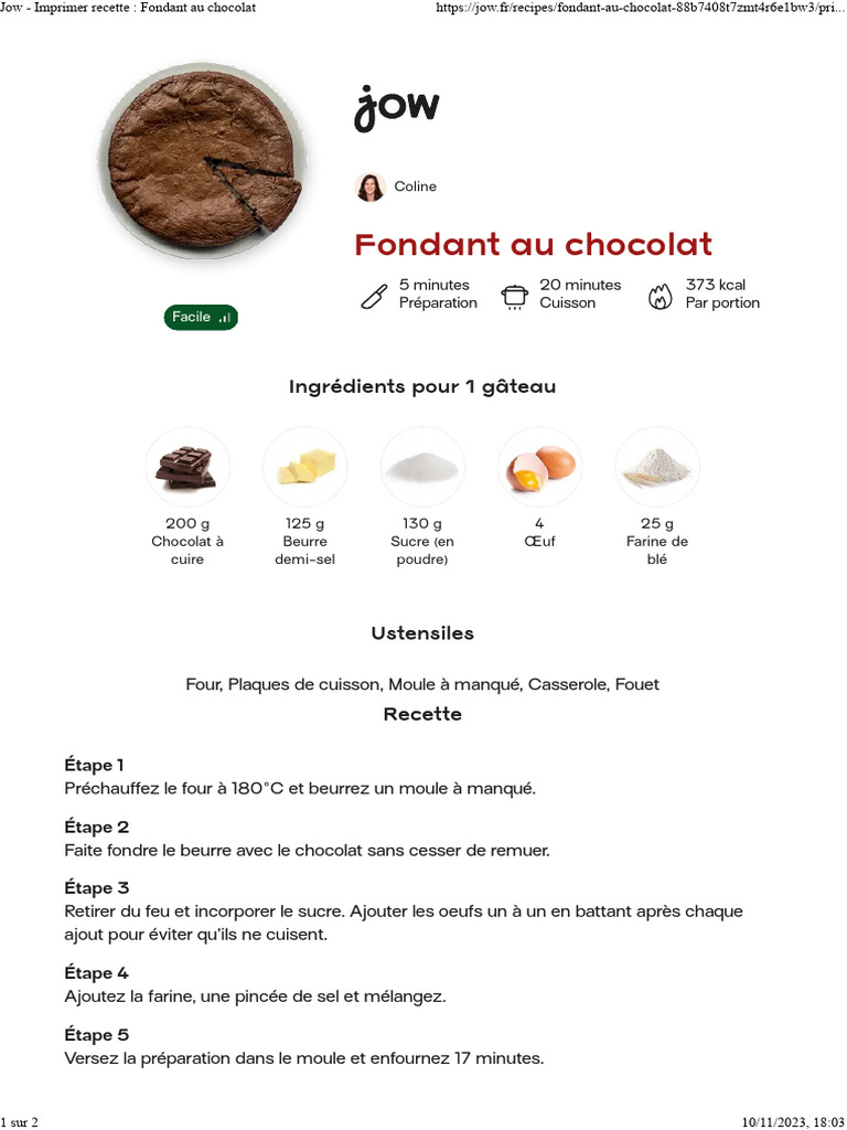 Fondant Au Au Chocolat