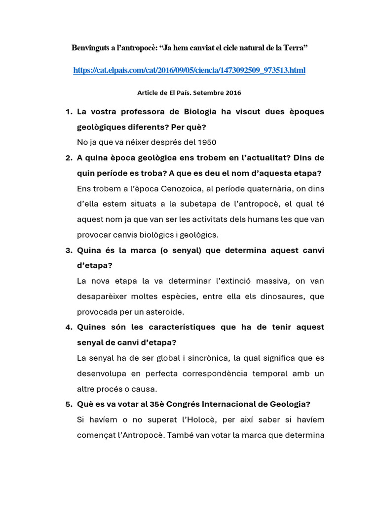 Compresió Lectora ANTROPOCÈ | PDF