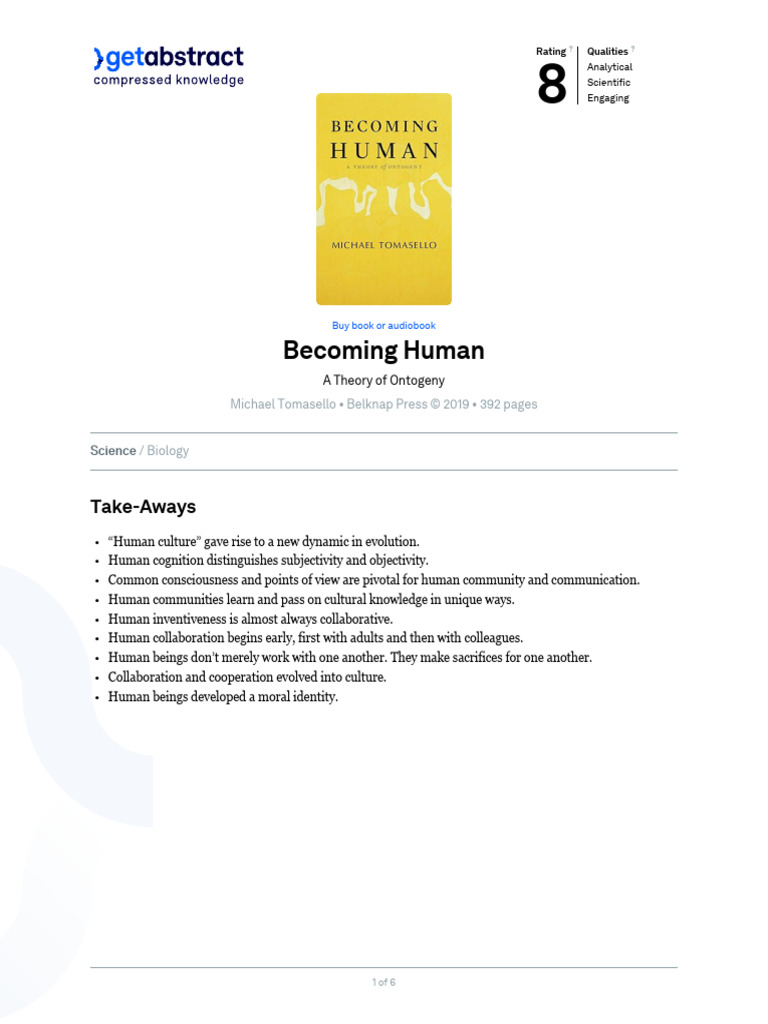 Tomasello's Theory of Human Evolution | PDF | Human | Michael Tomasello